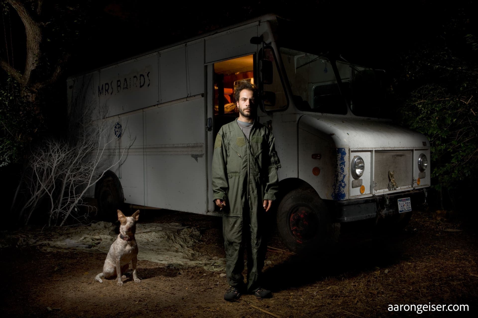 Brandon Green with his dog at the Enchanted Forest in Austin, Texas.