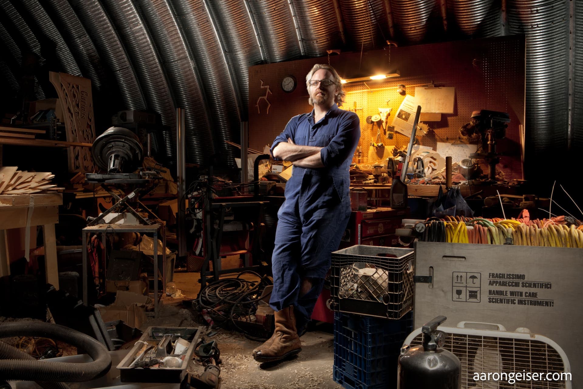 Dave Umlas in his studio workshop in Austin, Texas.