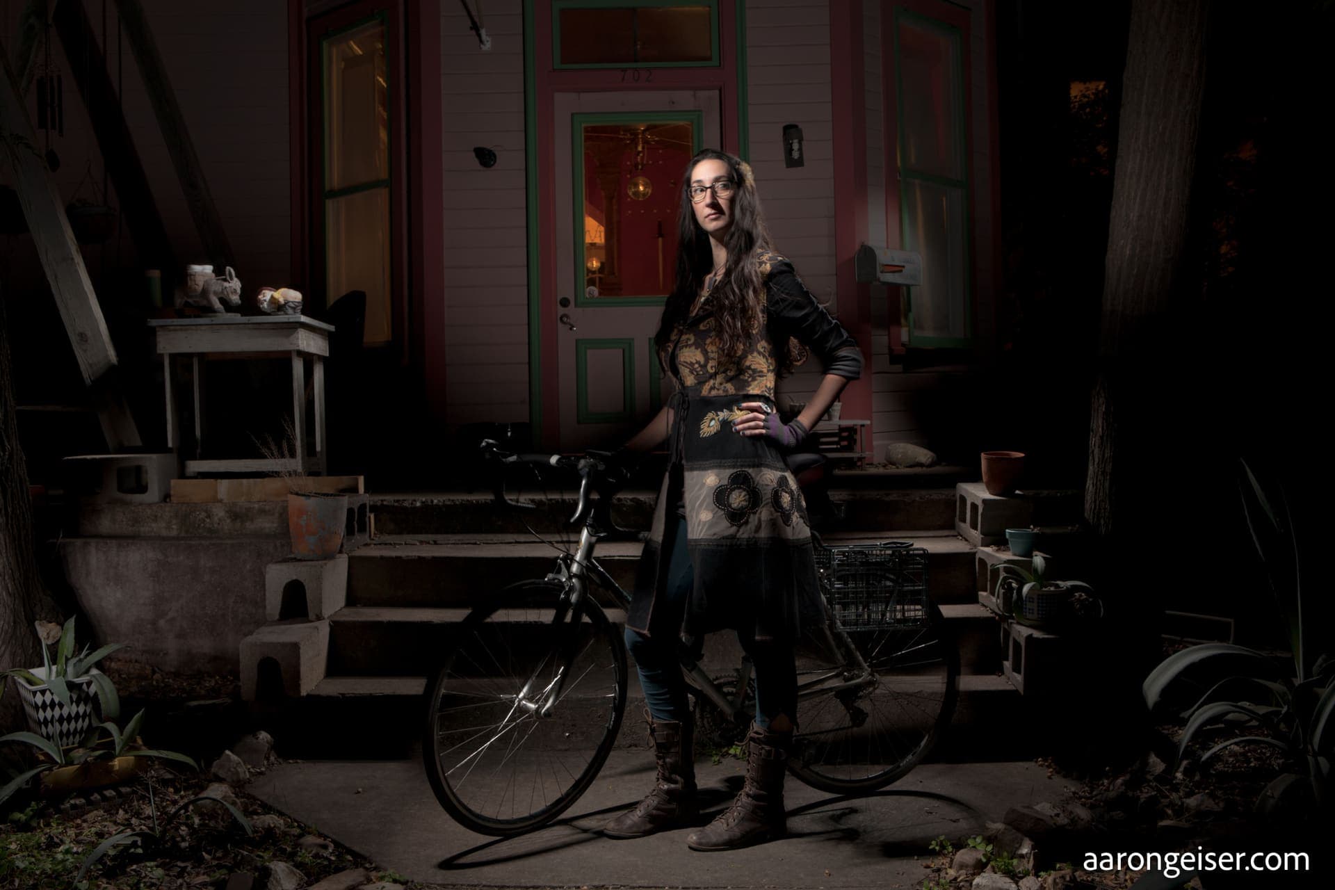 Laura Ruby with her bicycle in Austin, Texas.